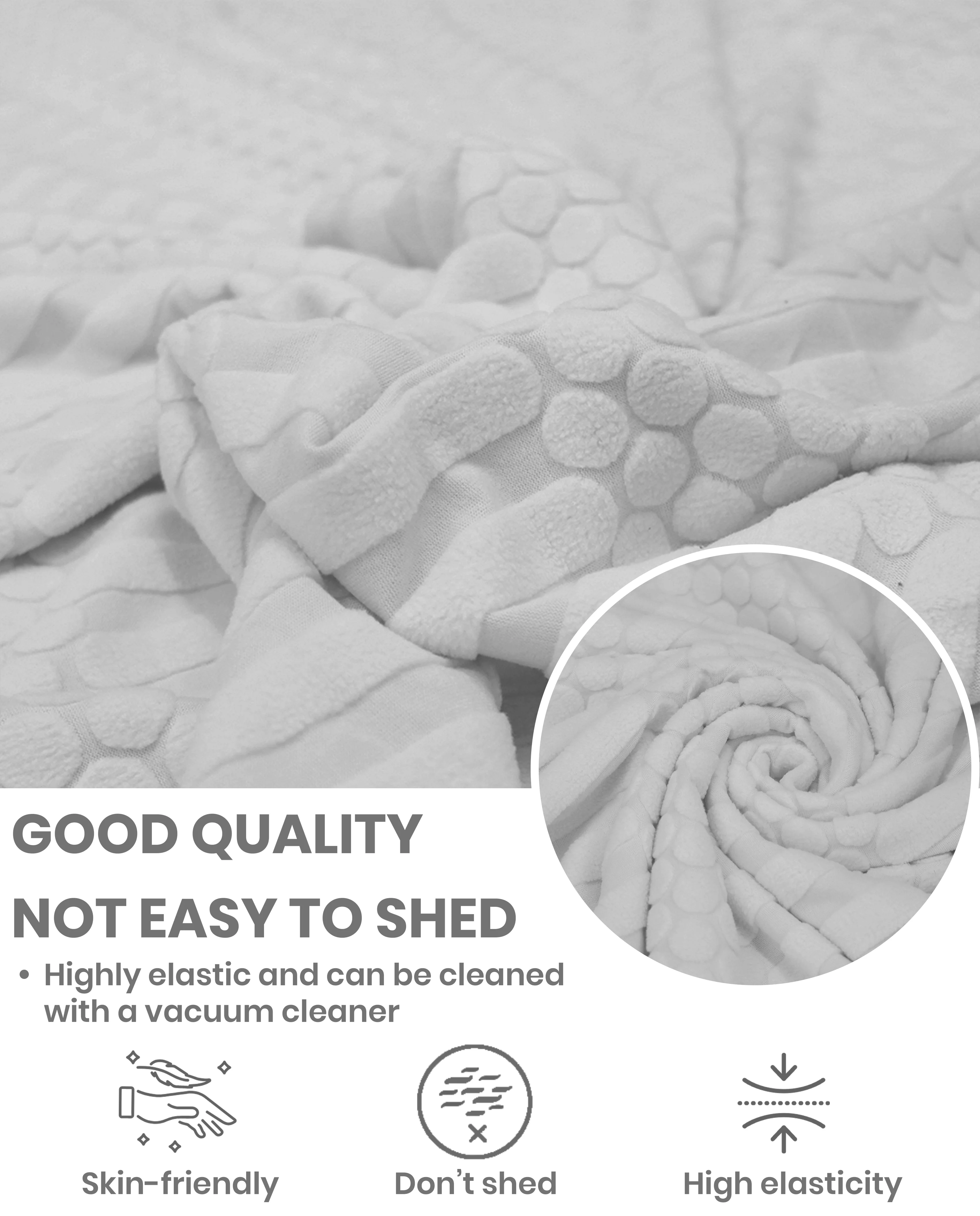 Lukzer Pastel Shades Textured Sofa Cover - Light Grey Dotted Stripe (SC-067-01) - Image 6