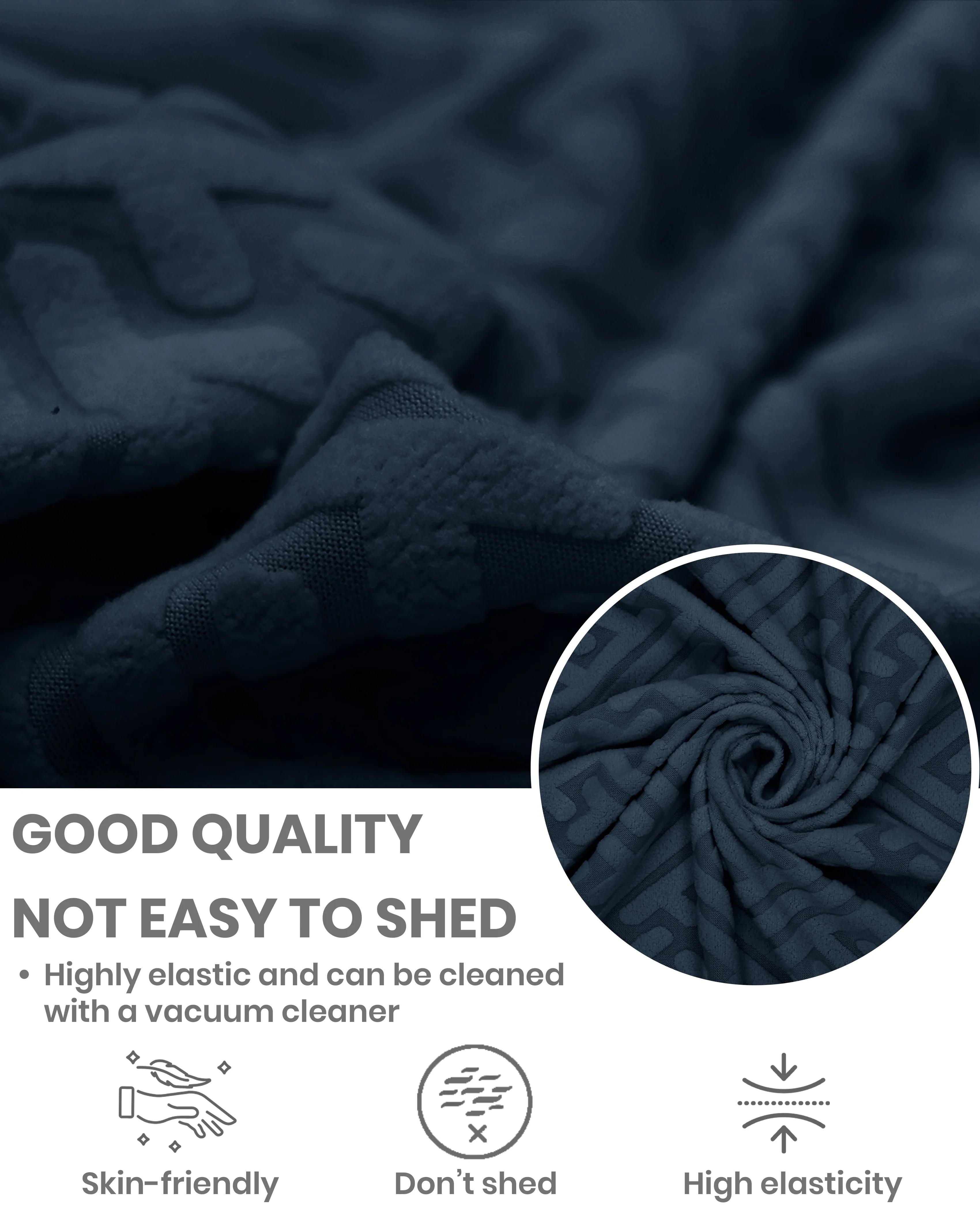 Lukzer Pastel Shades Textured Sofa Cover Marine Blue Grid Maze (SC-110-01) - Image 6