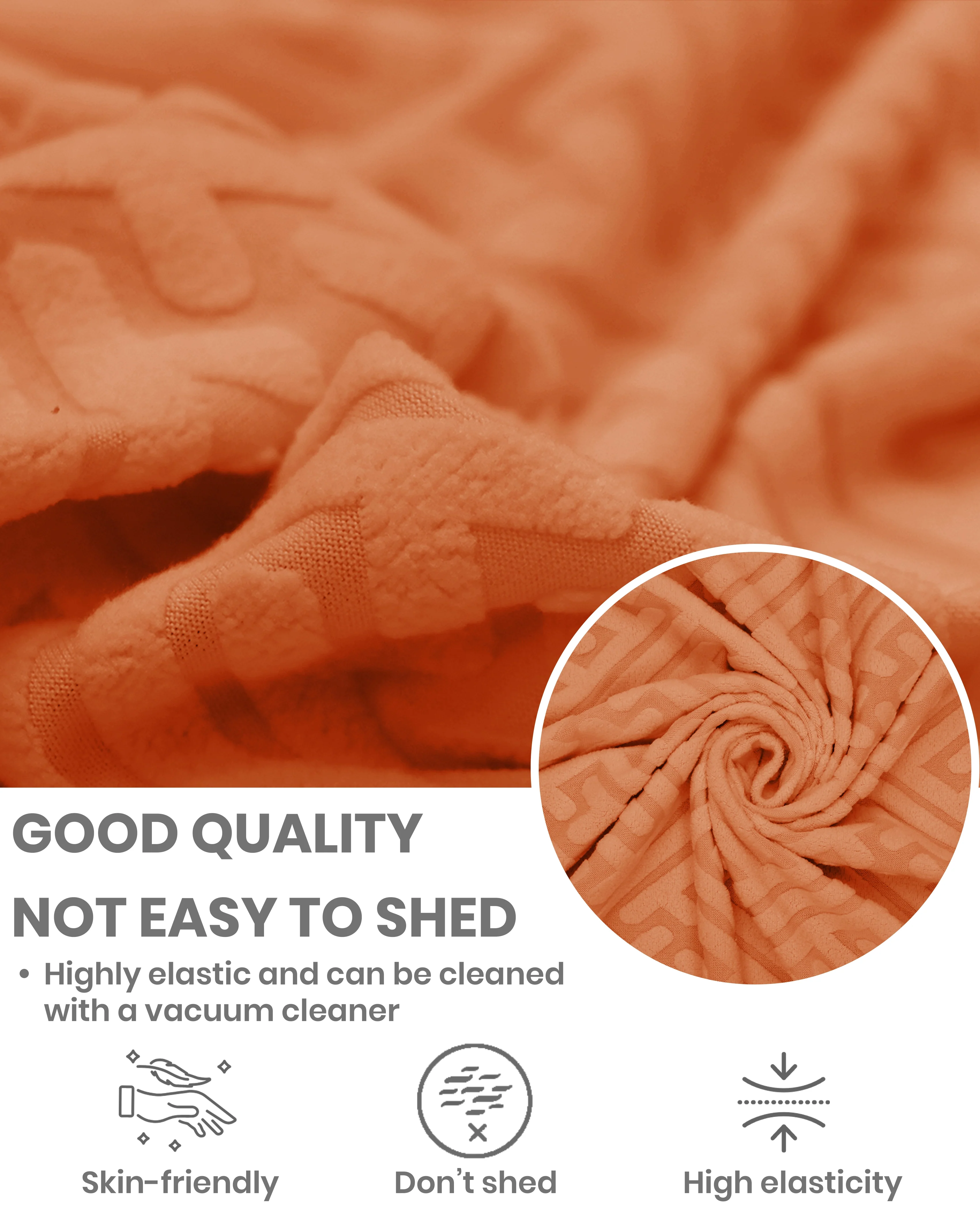 Lukzer Pastel Shades Textured Sofa Cover Orange Grid Maze (SC-106-01) - Image 6