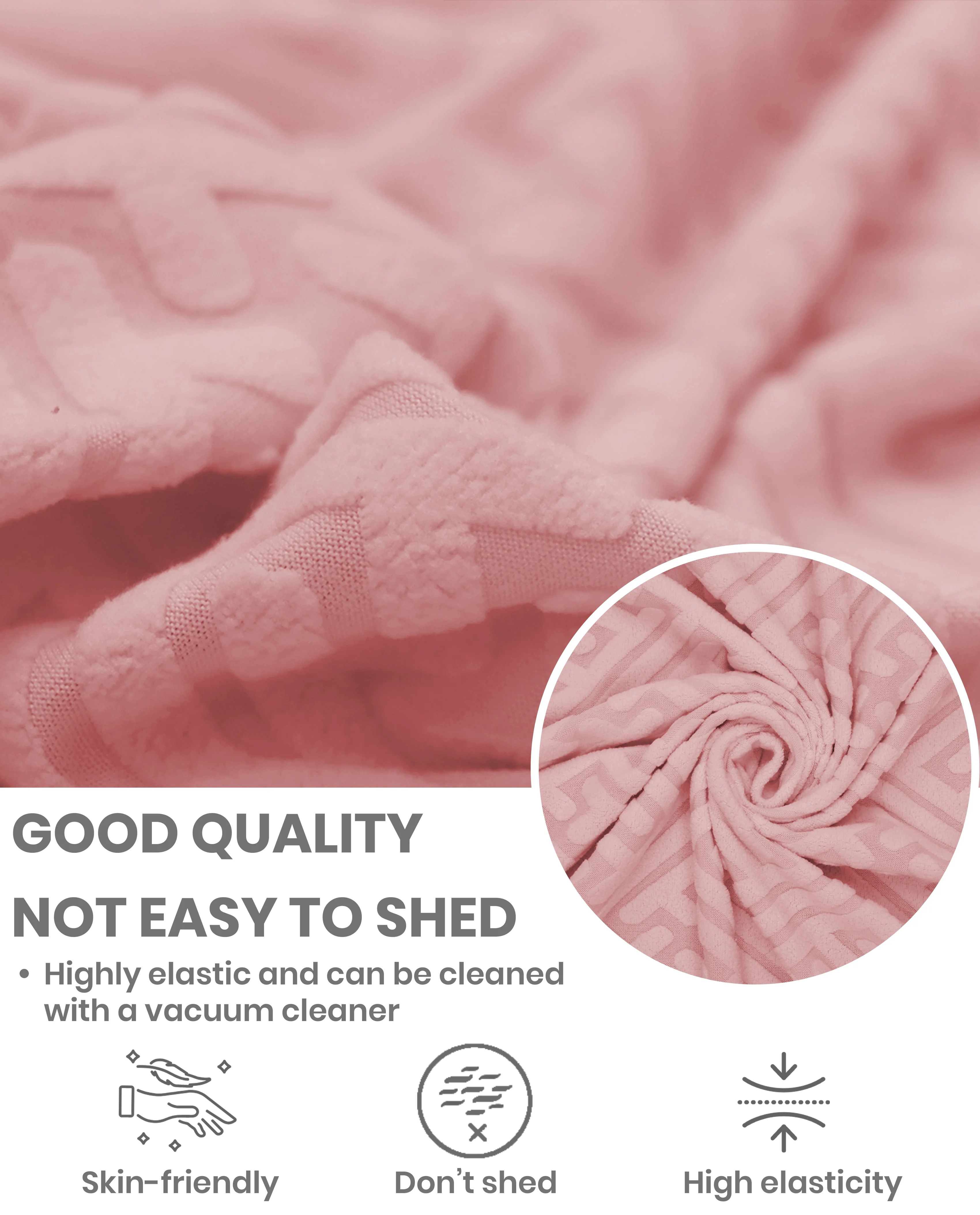 Lukzer Pastel Shades Textured Sofa Cover Pink Grid Maze (SC-108-01) - Image 6