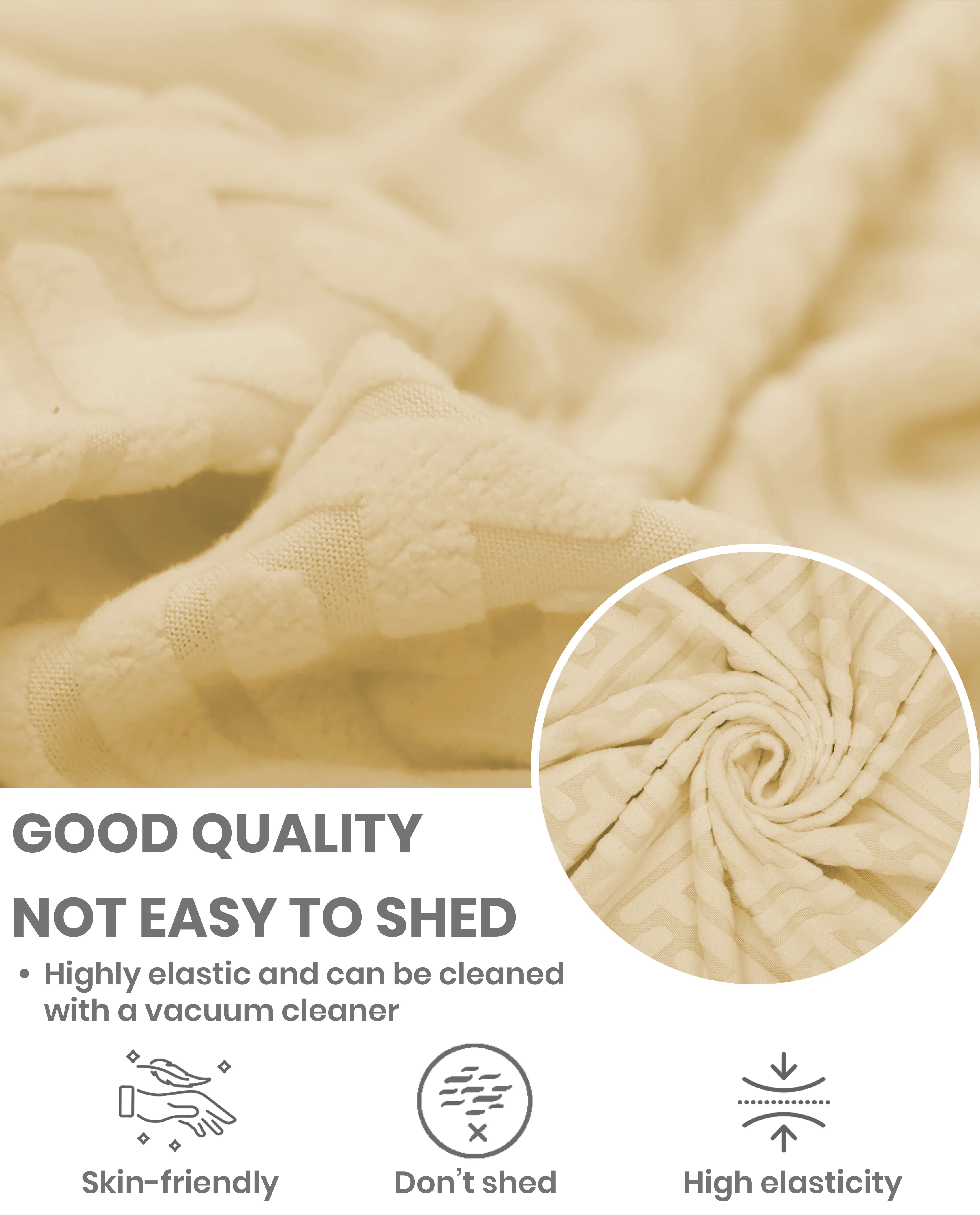 Lukzer Pastel Shades Textured Sofa Cover Yellow Grid Maze (SC-105-01) - Image 8