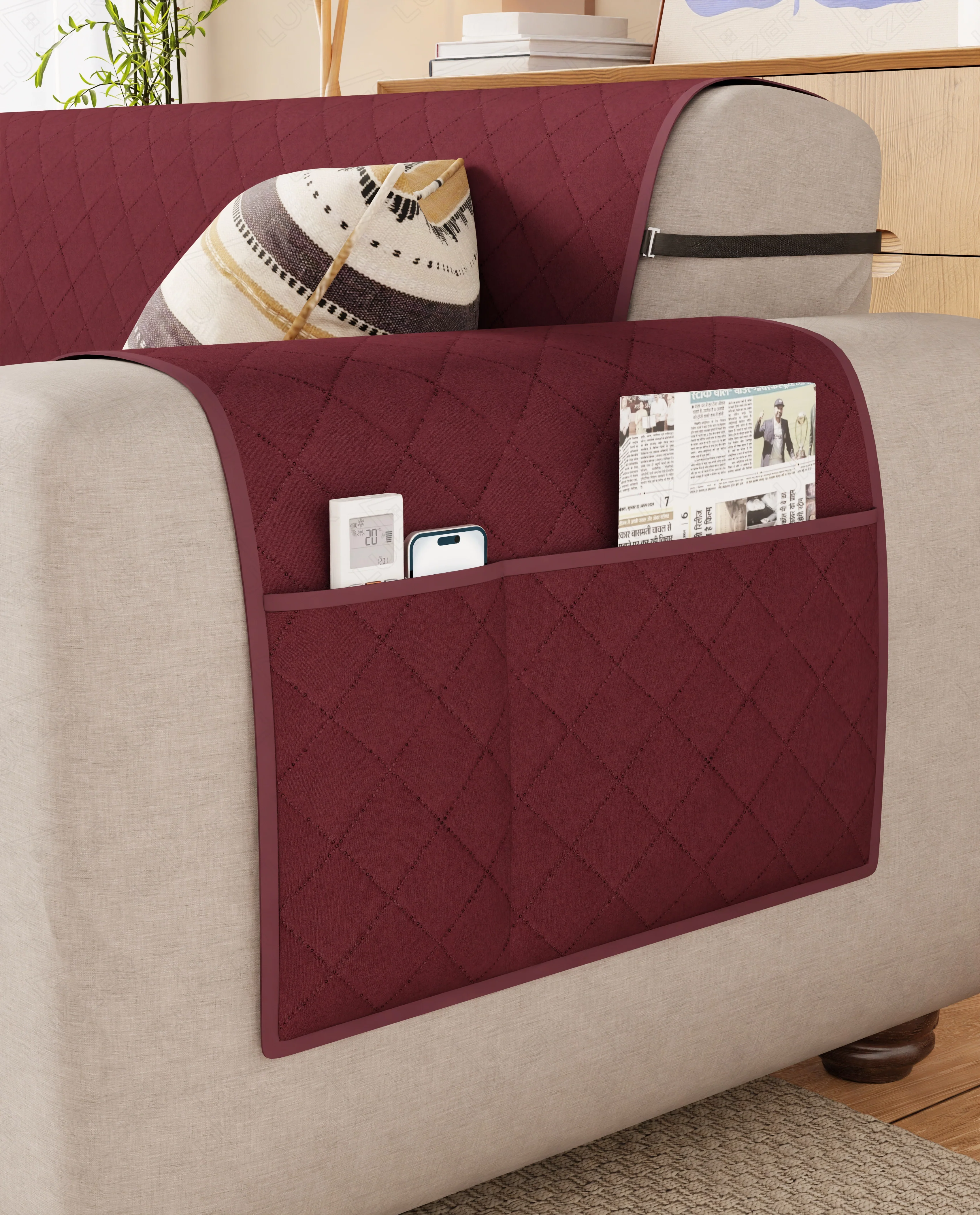 Lukzer Quilted Sofa Mat Cranberry Red (SC-194-01) - Image 6