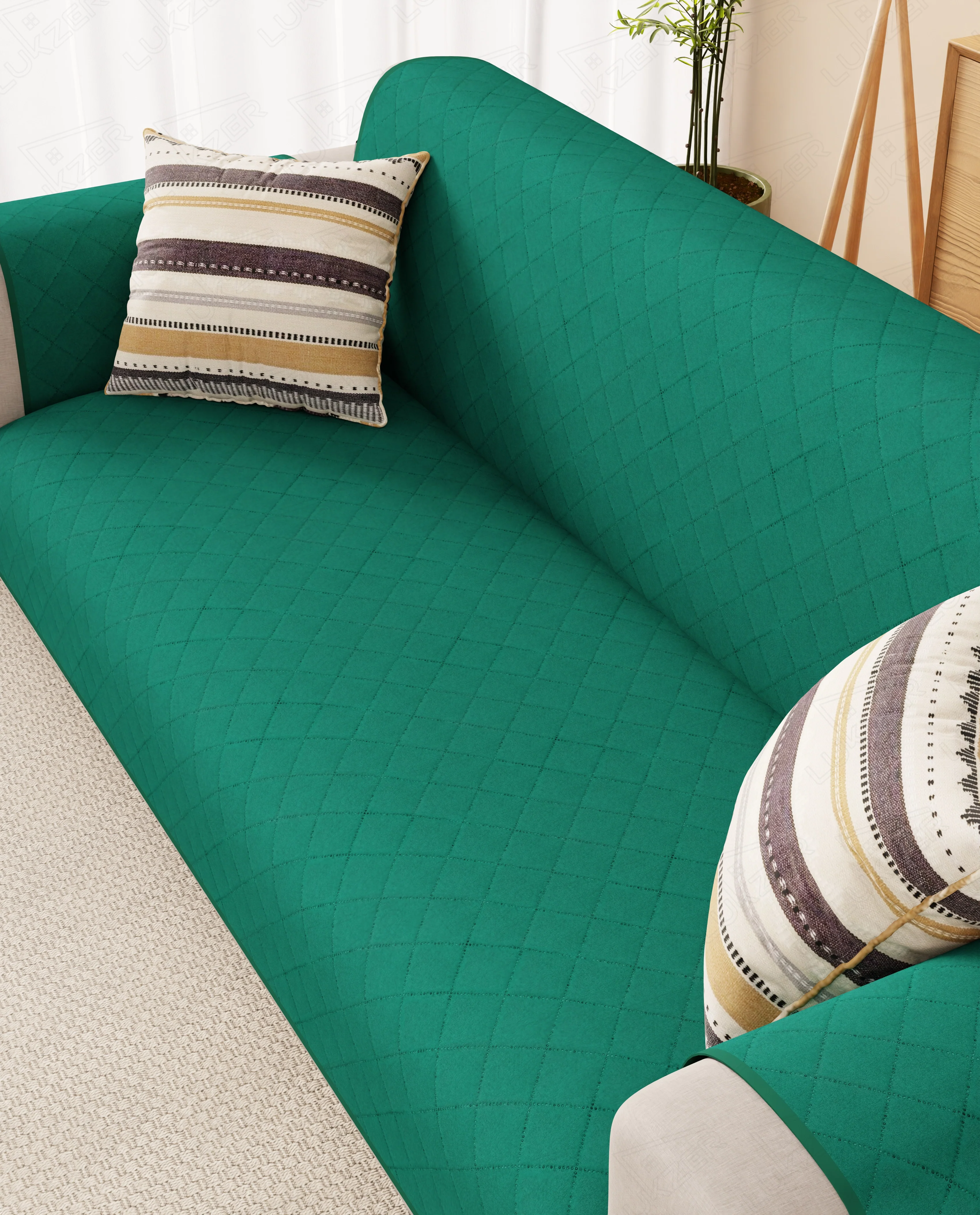 Lukzer Quilted Sofa Mat Forest Green (SC-200-01) - Image 4