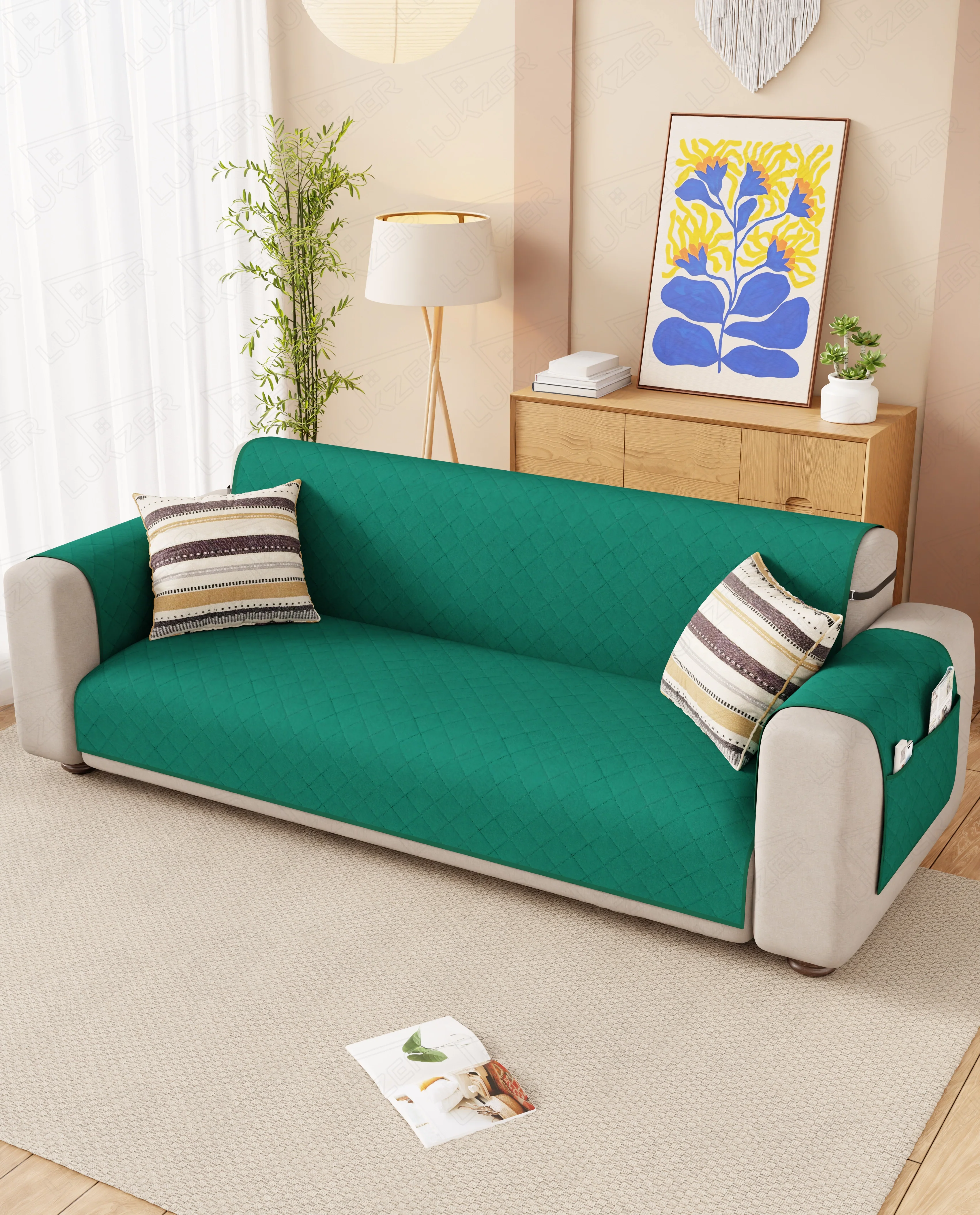 Lukzer Quilted Sofa Mat Forest Green (SC-200-01) - Image 5