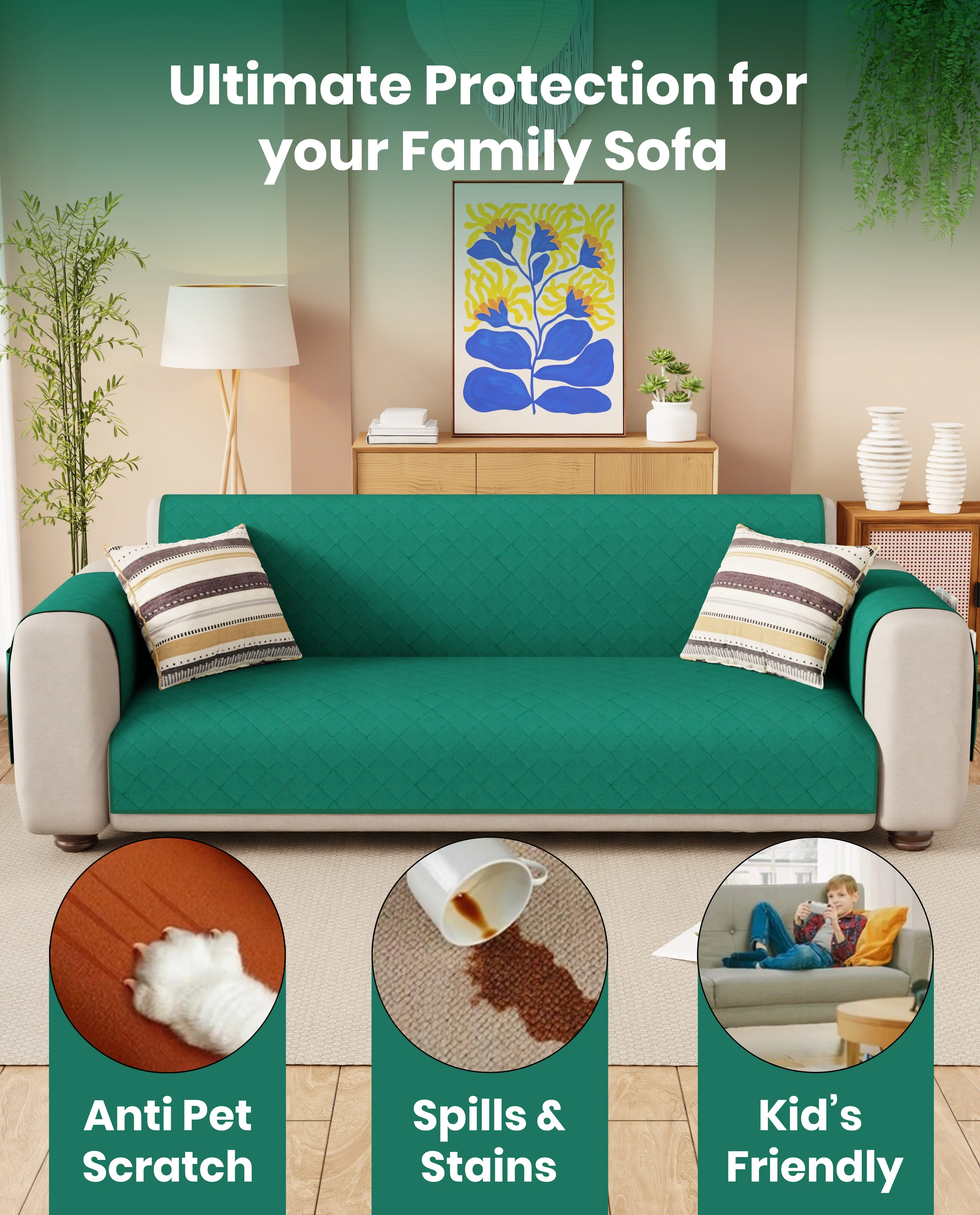 Lukzer Quilted Sofa Mat Forest Green (SC-200-01) - Image 9