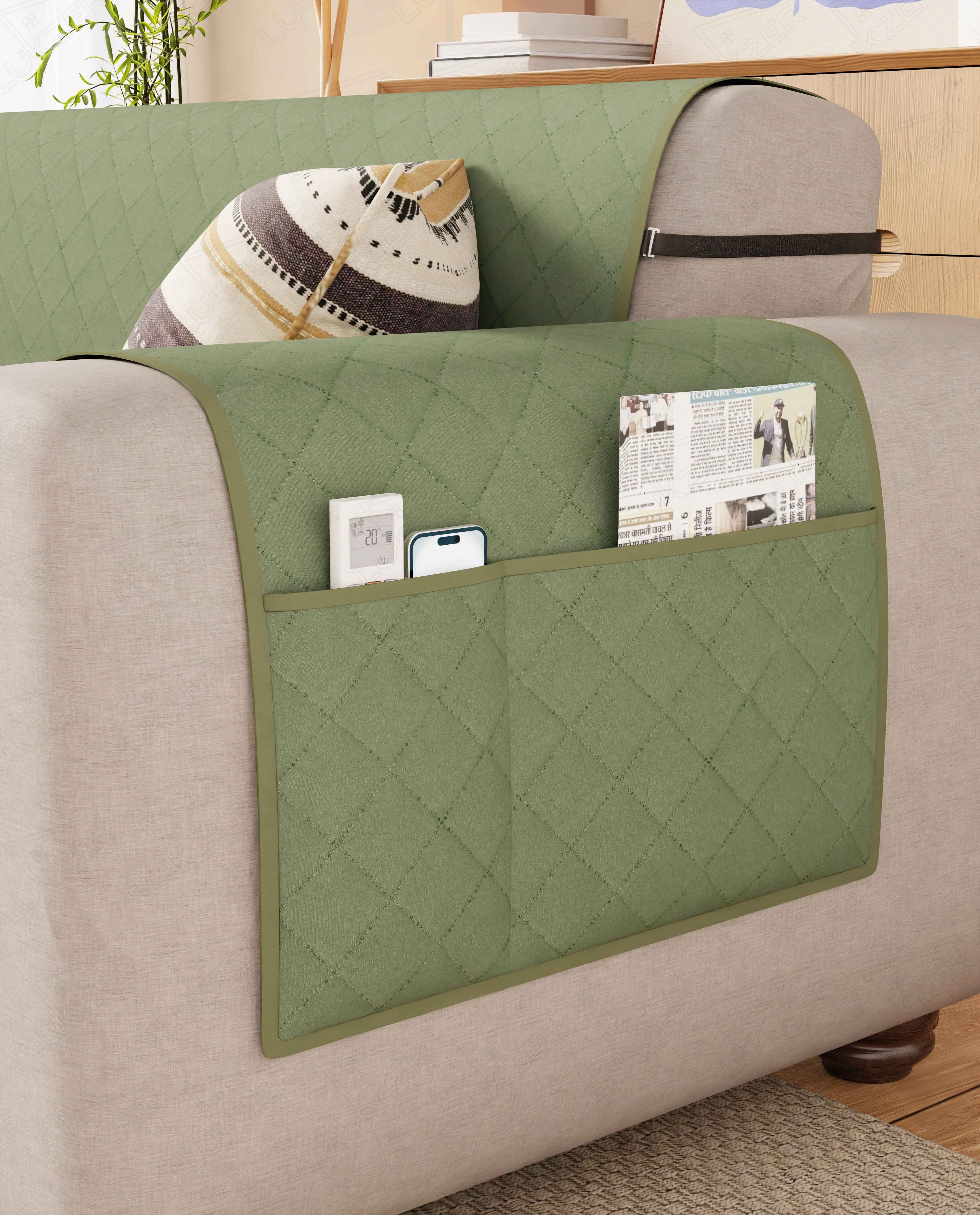 Lukzer Quilted Sofa Mat Mint Green (SC-199-01) - Image 6