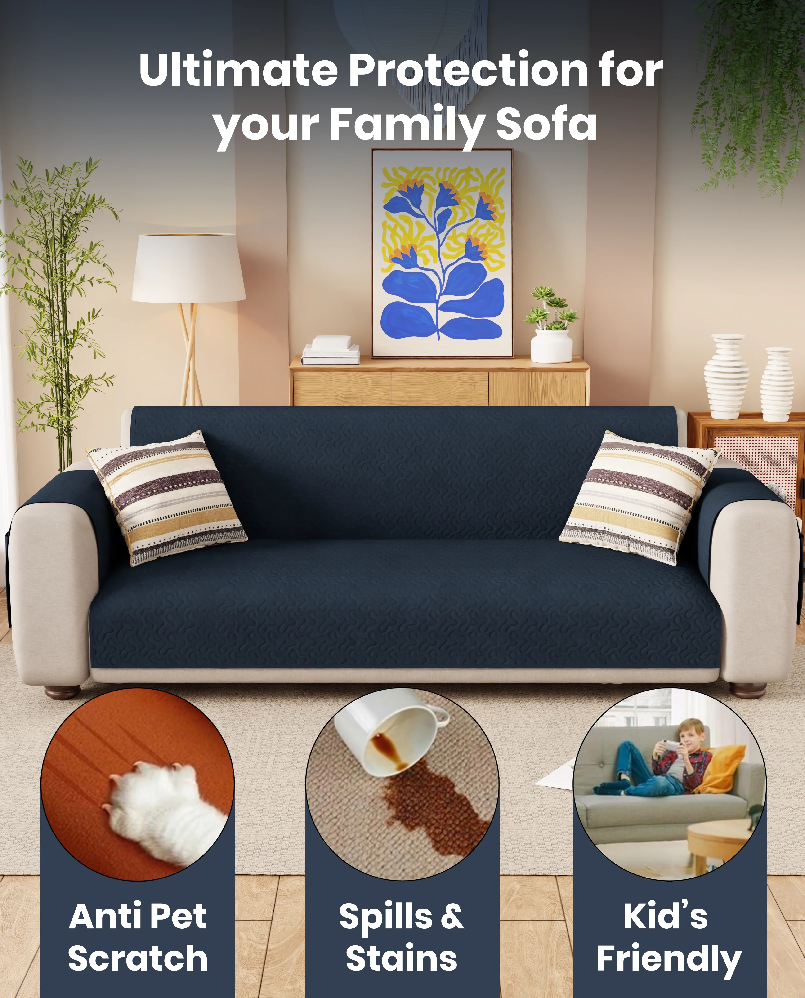 Lukzer Quilted Sofa Mat Stipple Blue (SC-206-01) - Image 9