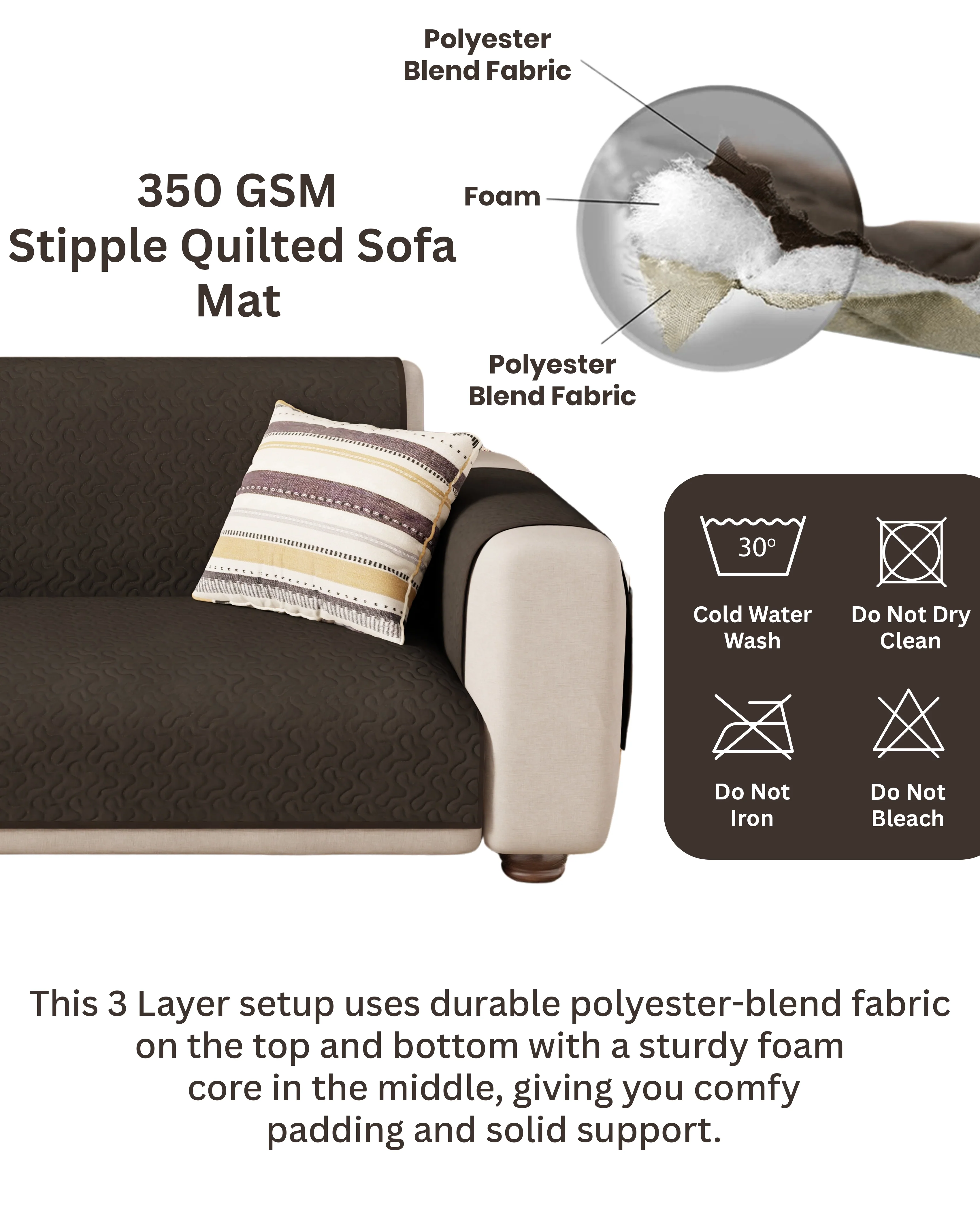 Lukzer Quilted Sofa Mat Stipple Dark Brown (SC-207-01) - Image 8