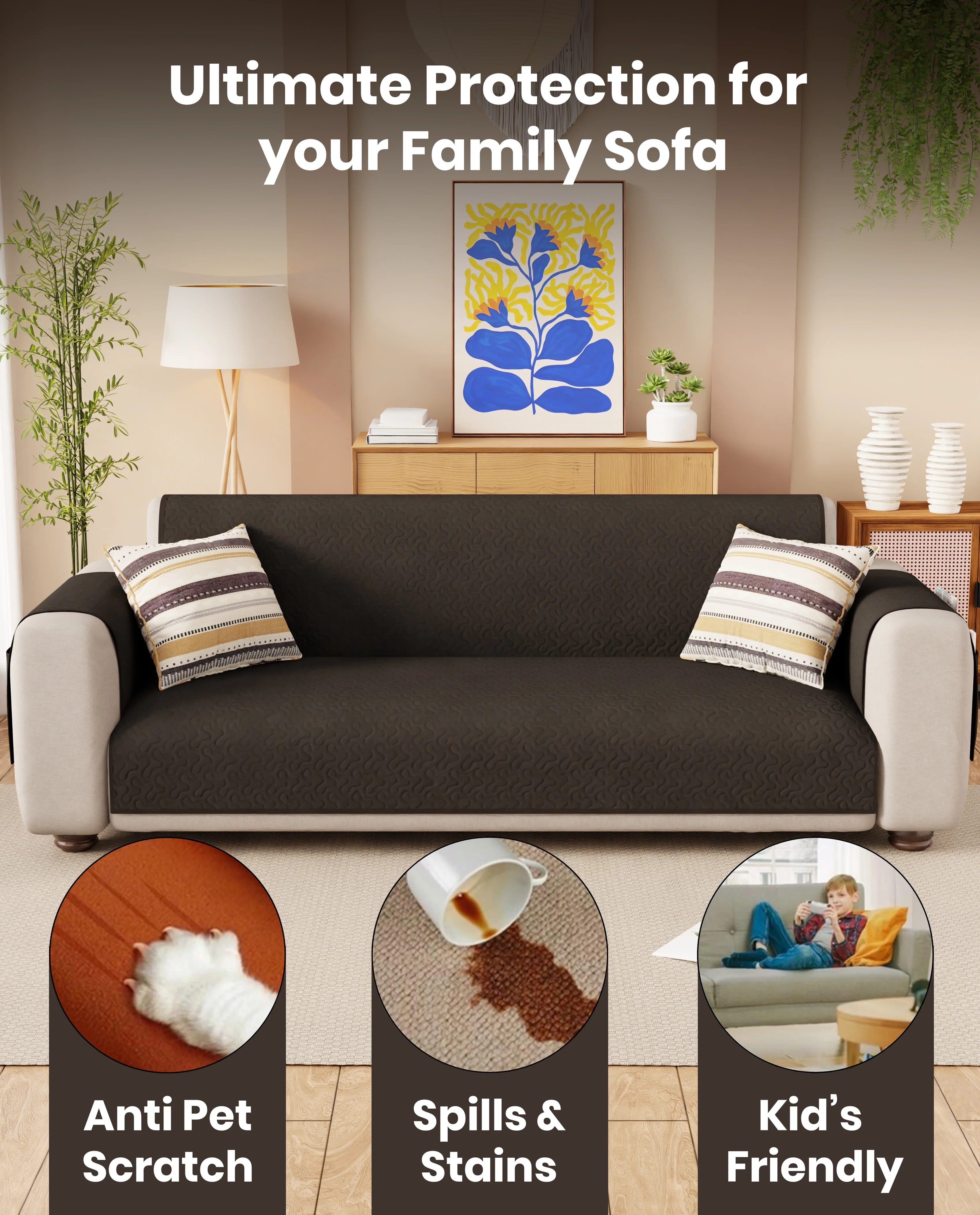 Lukzer Quilted Sofa Mat Stipple Dark Brown (SC-207-01) - Image 9