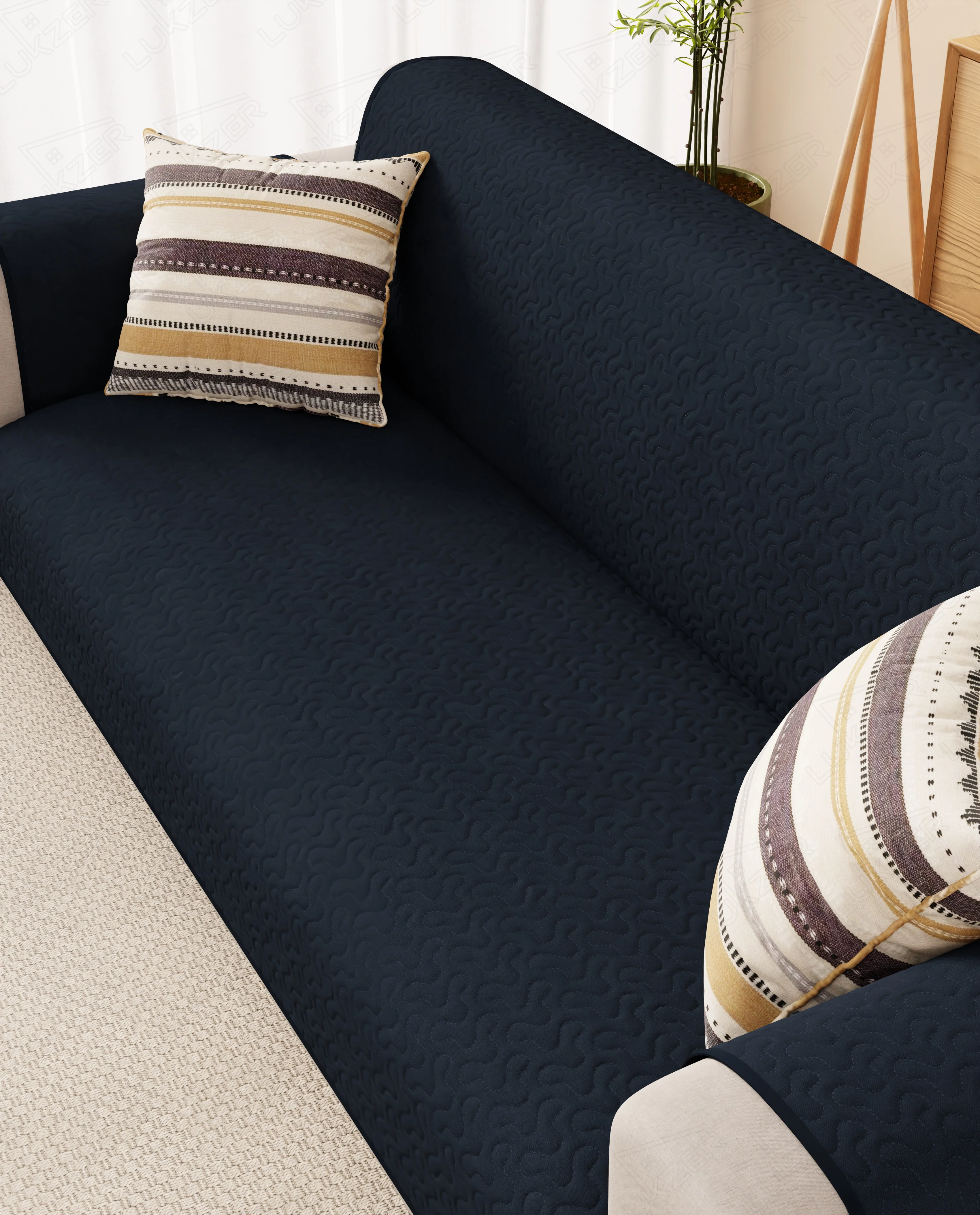 Lukzer Quilted Sofa Mat Stipple Navy Blue (SC-210-01) - Image 4