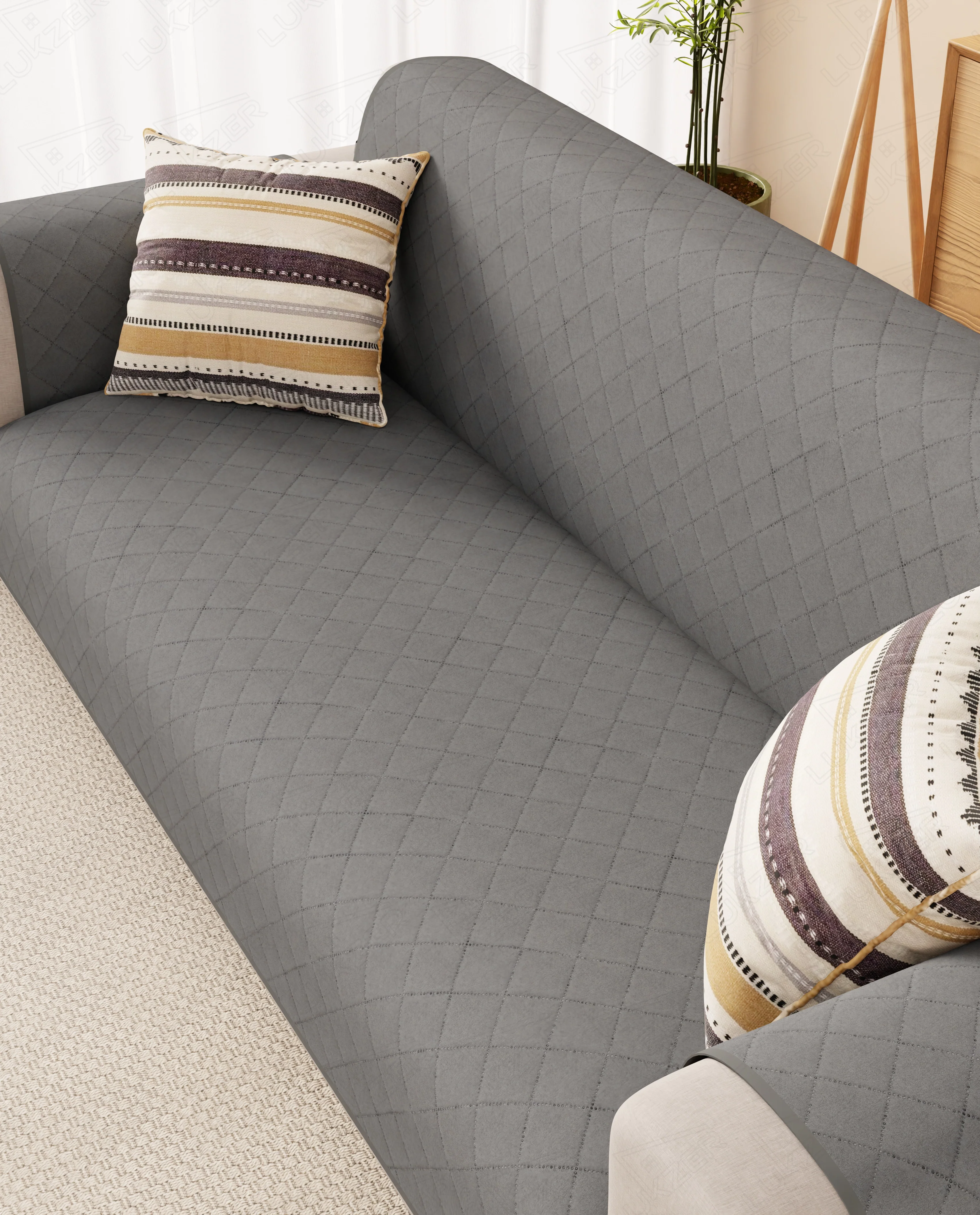 Lukzer Quilted Sofa Mat - Stone Grey (SC-193-01) - Image 3