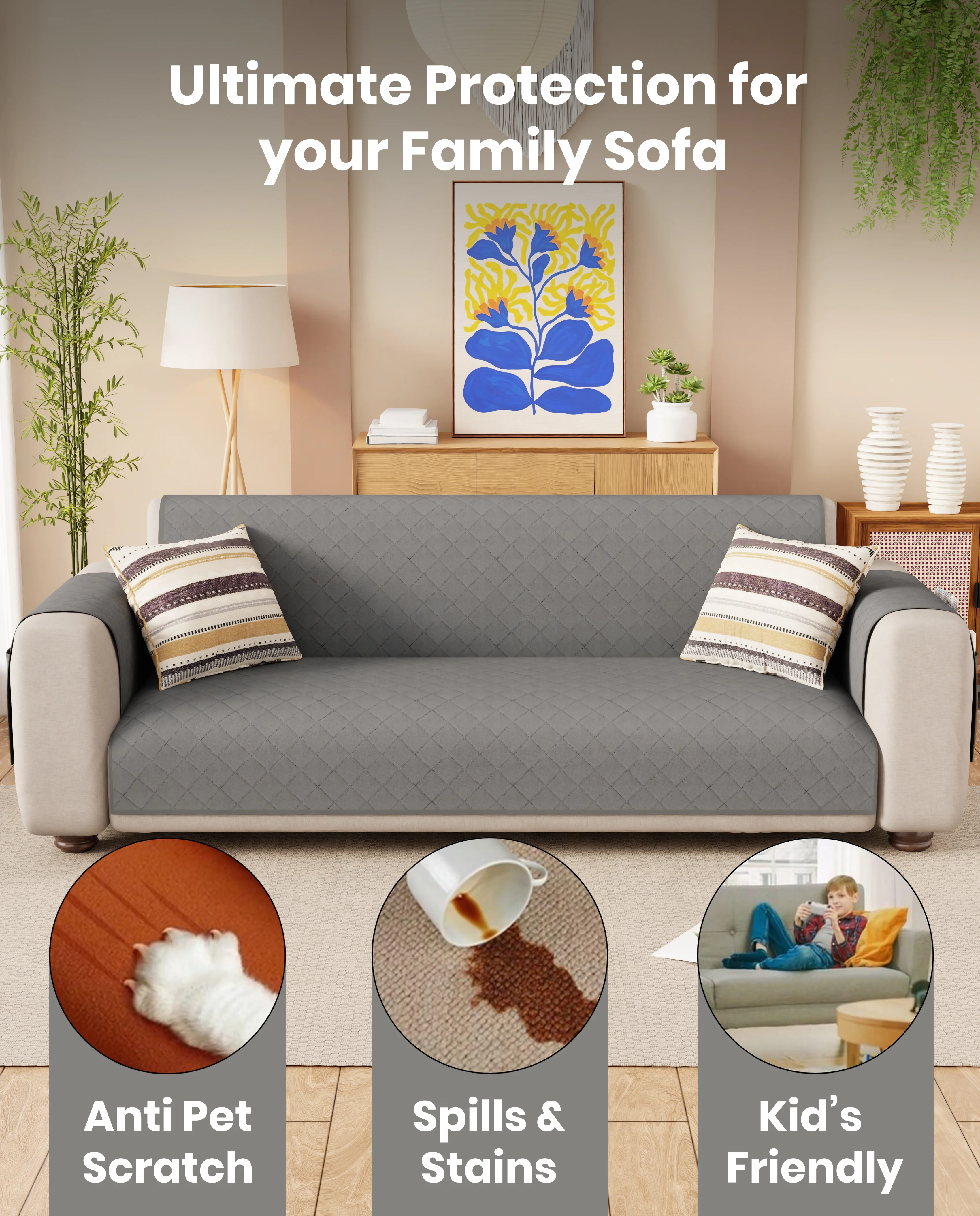 Lukzer Quilted Sofa Mat - Stone Grey (SC-193-01) - Image 9