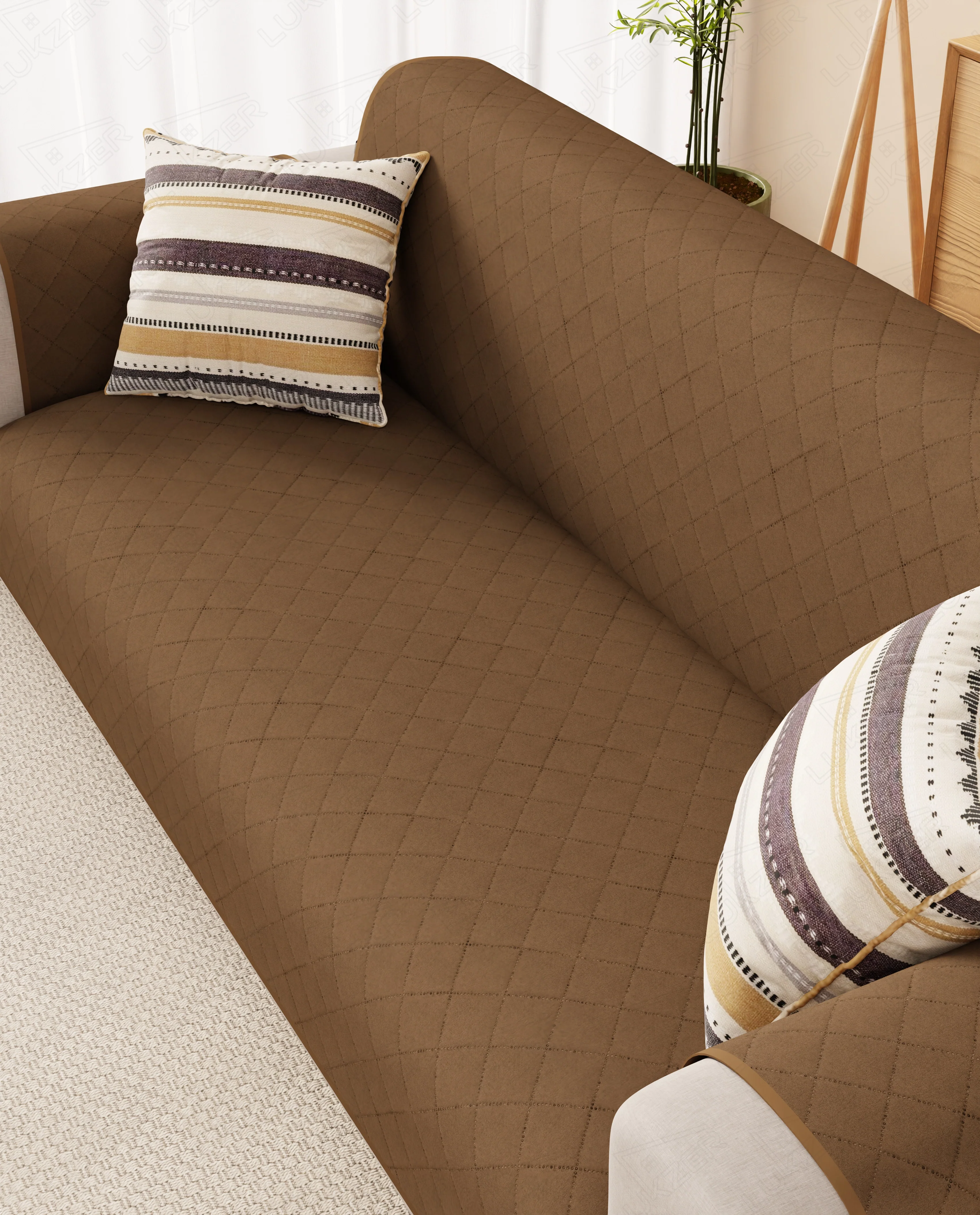 Lukzer Quilted Sofa Mat Walnut (SC-195-01) - Image 4