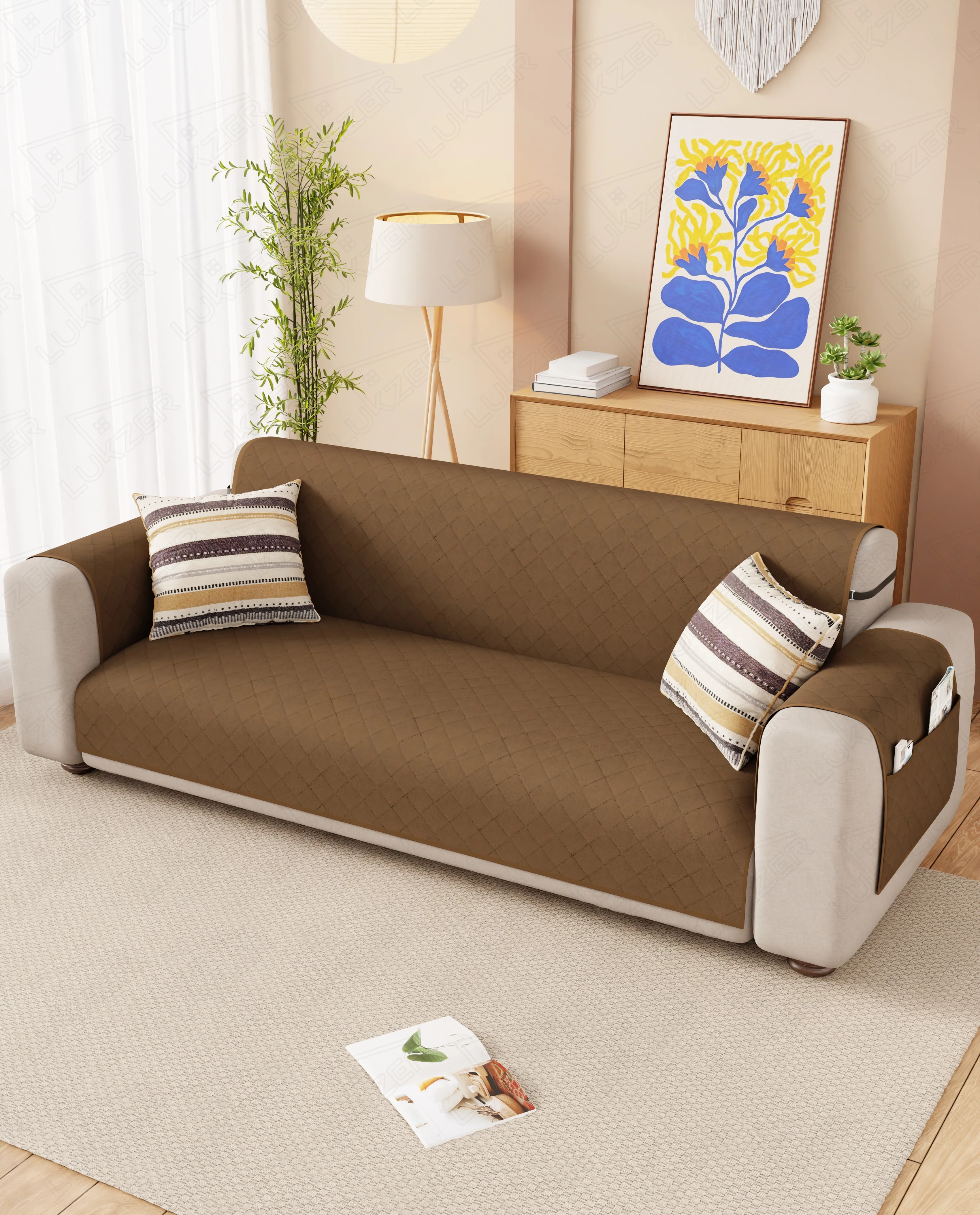 Lukzer Quilted Sofa Mat Walnut (SC-195-01) - Image 6