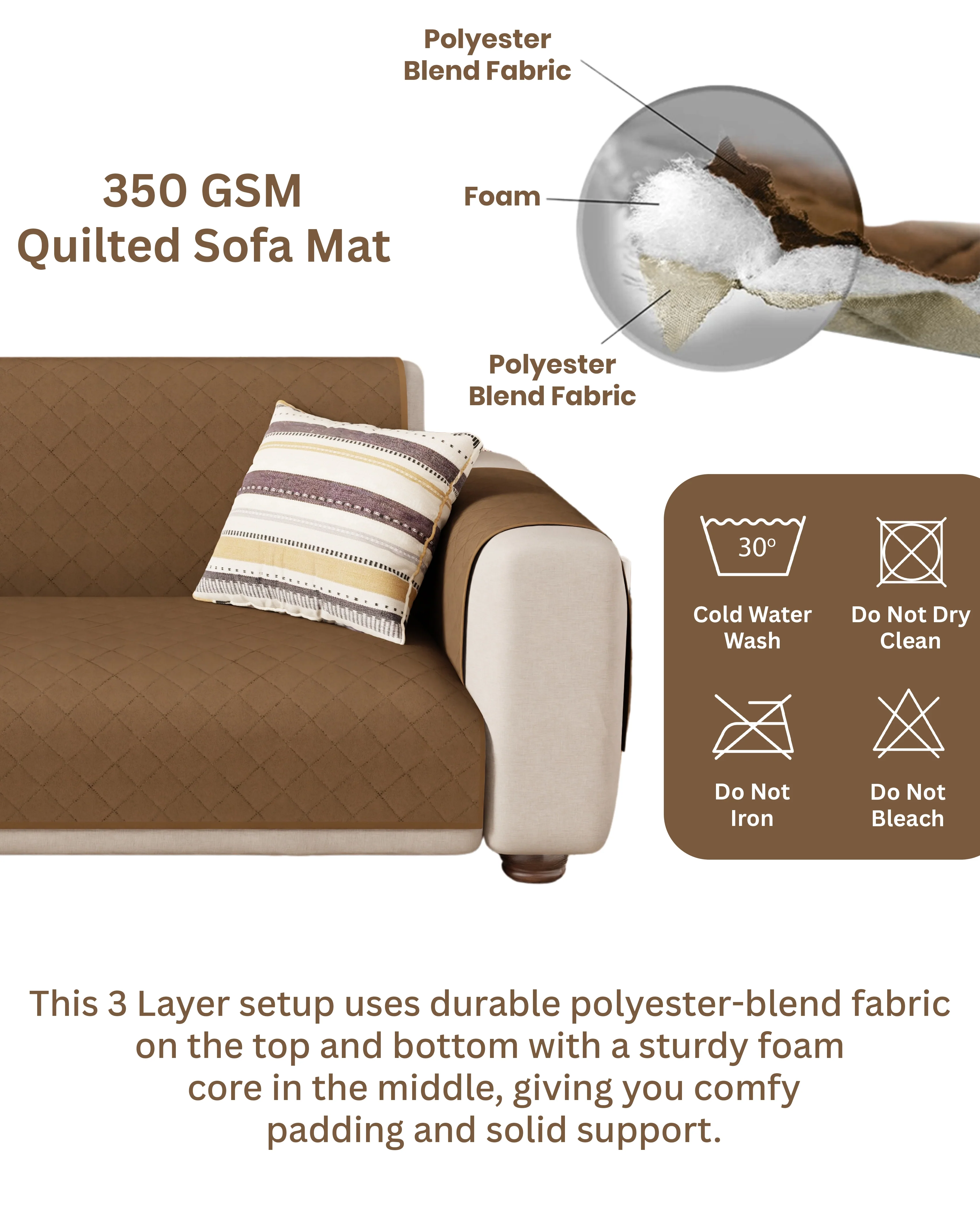 Lukzer Quilted Sofa Mat Walnut (SC-195-01) - Image 8