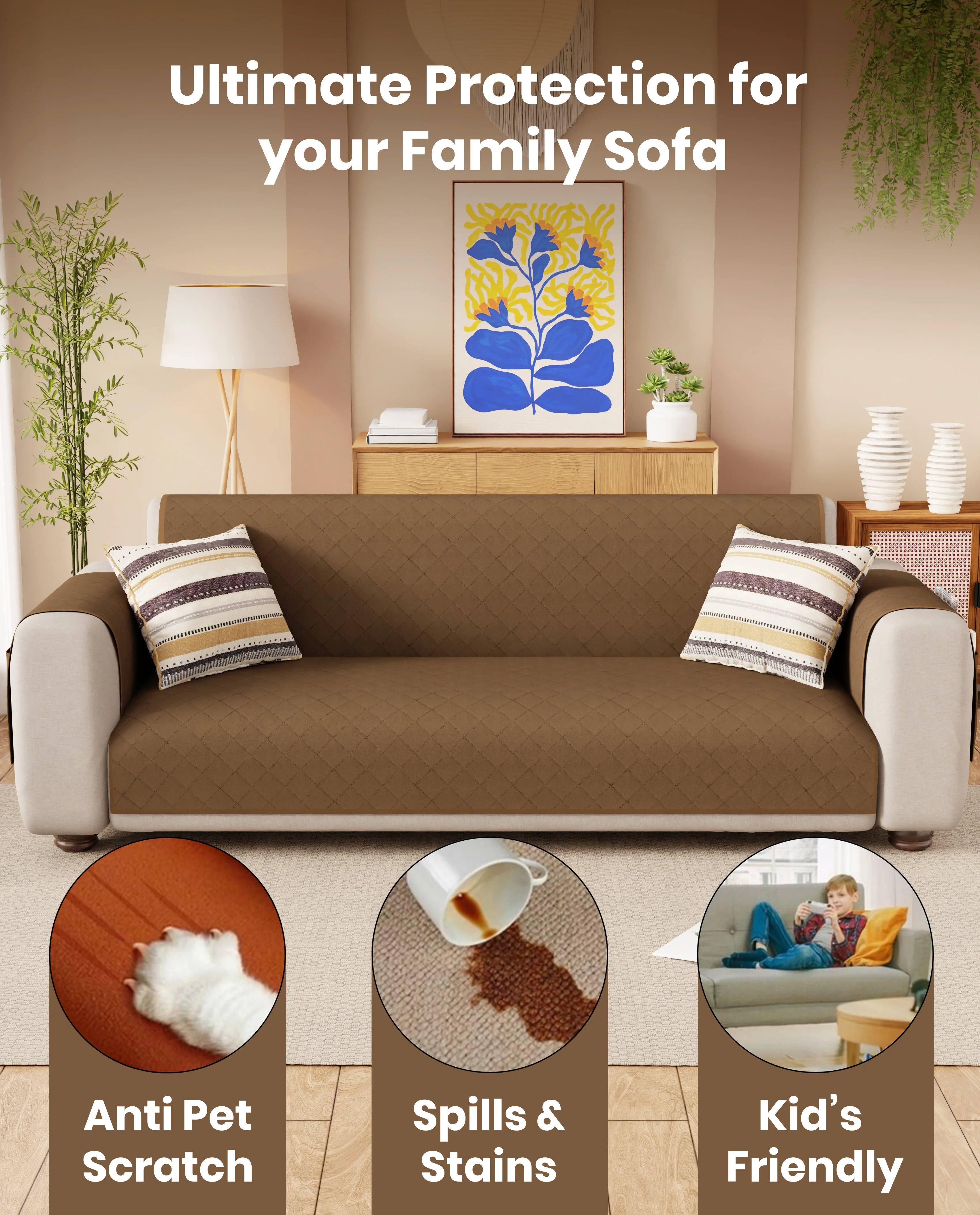 Lukzer Quilted Sofa Mat Walnut (SC-195-01) - Image 9