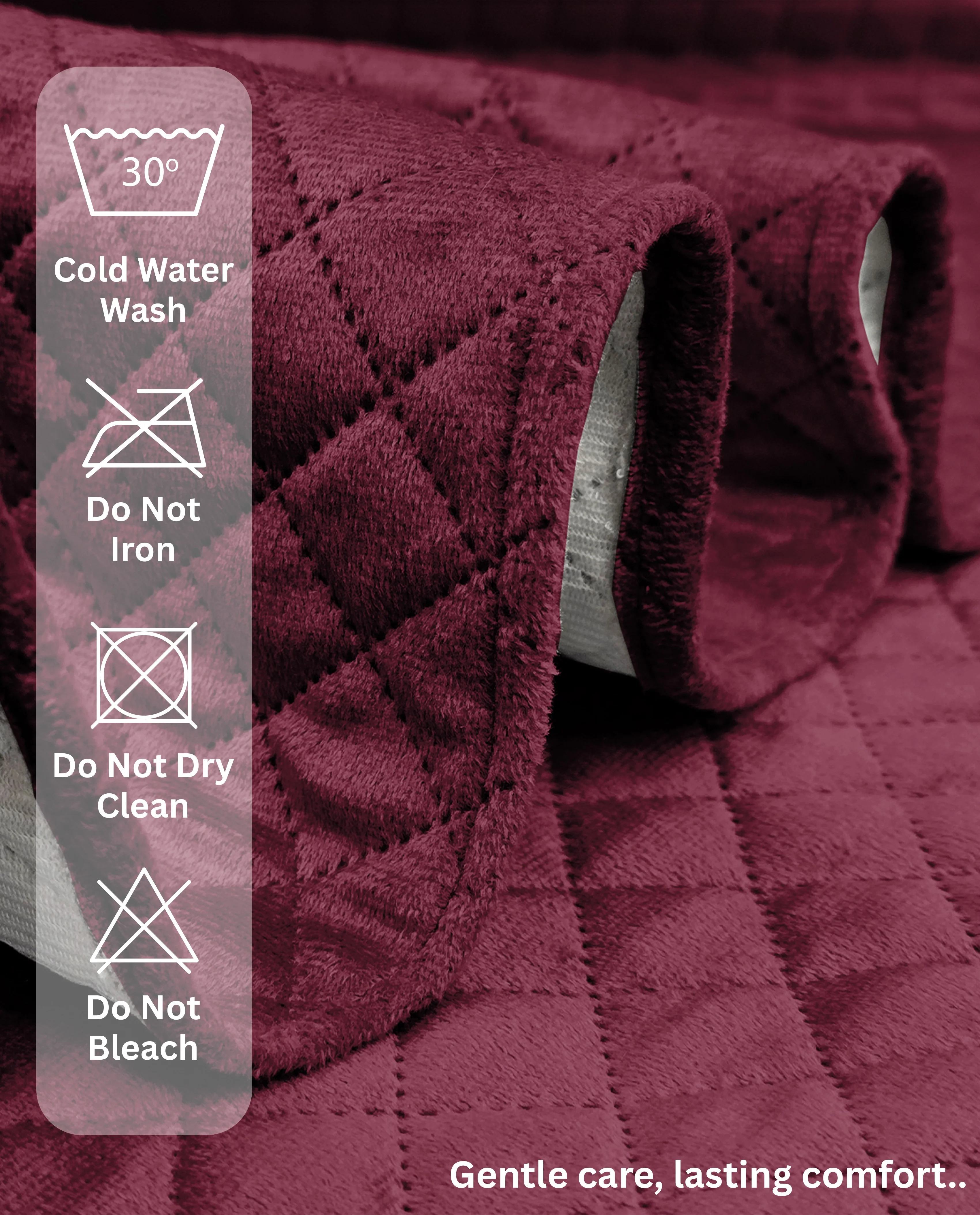 Lukzer Quilted Velvet Sofa Mat Red Raspberry (SC-198-01) - Image 8