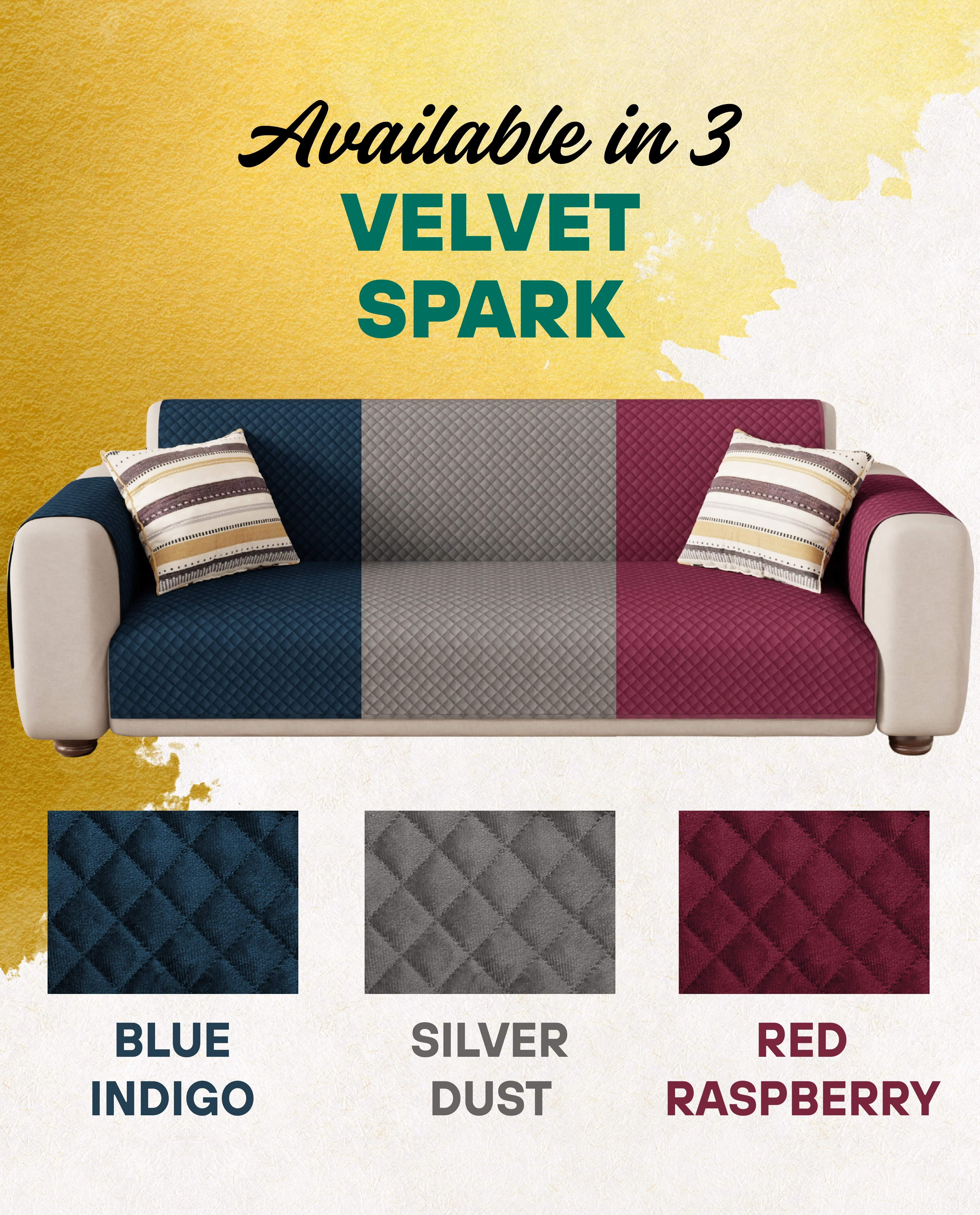 Lukzer Quilted Velvet Sofa Mat Red Raspberry (SC-198-01) - Image 9