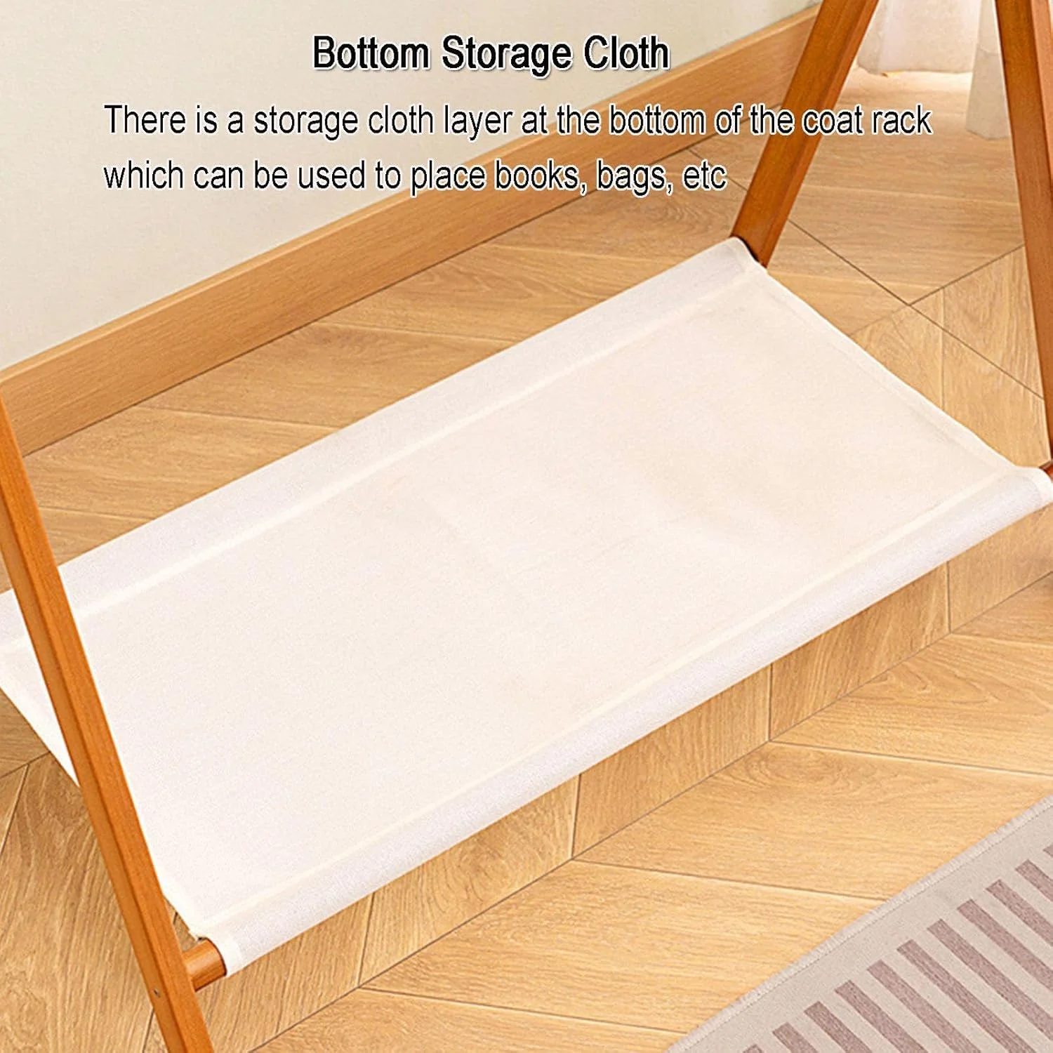 Lukzer X-Shape Bamboo Clothes Rack with Double Hanging Rods & Storage Shelf - Image 6