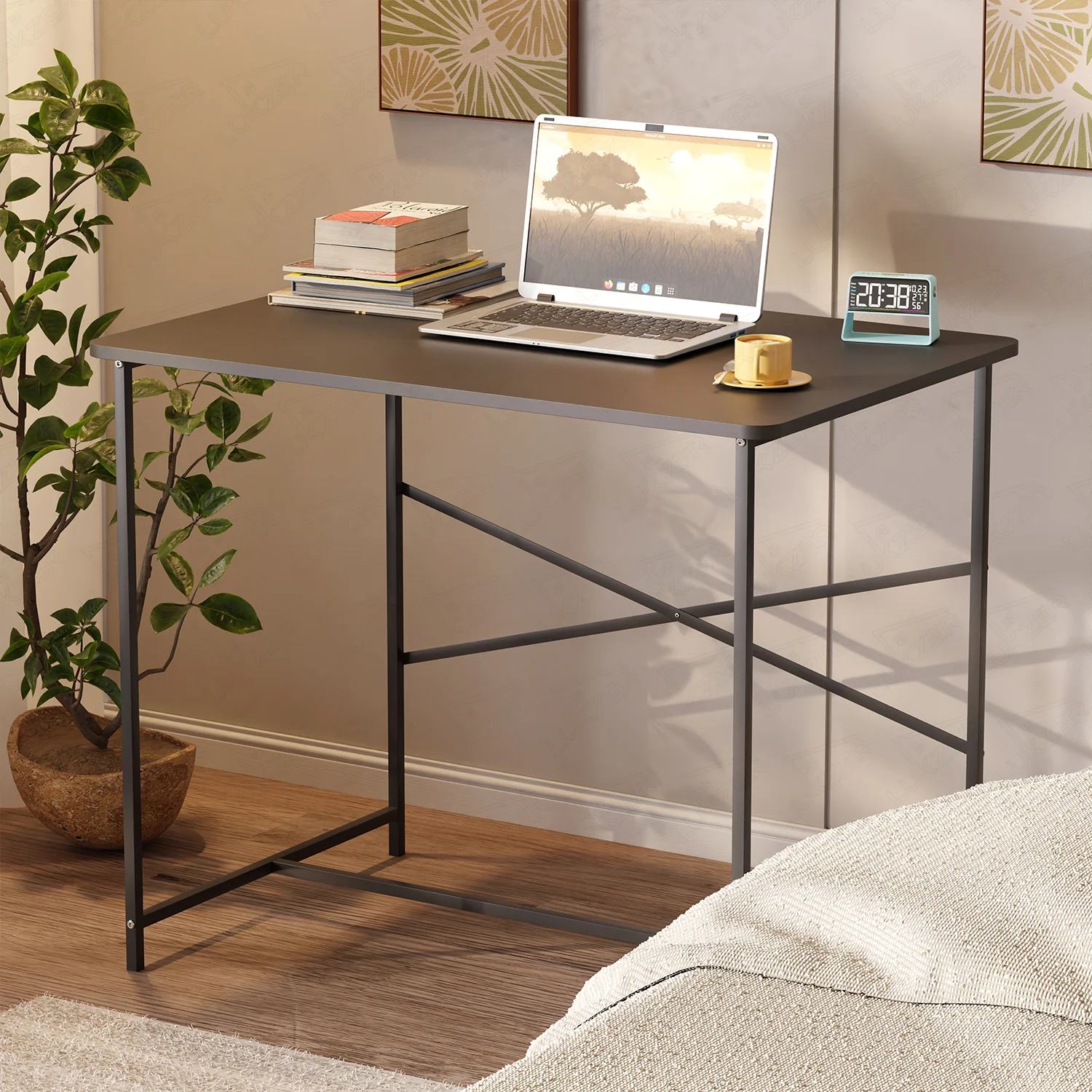 Lukzer X-Support Metal Frame & Engineered Wood Study Table for Home & Office (MST-008) Black &  Black - Image 10