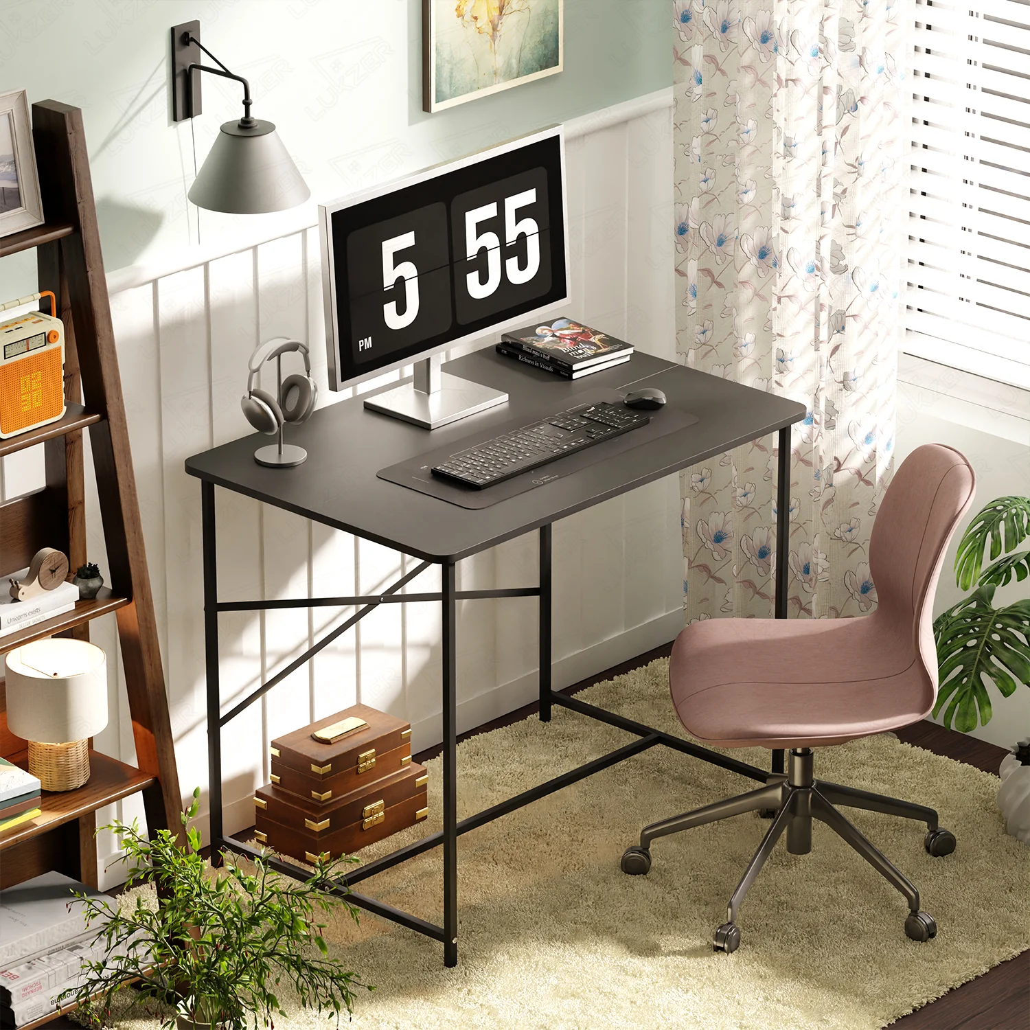 Lukzer X-Support Metal Frame & Engineered Wood Study Table for Home & Office (MST-008) Black &  Black - Image 11