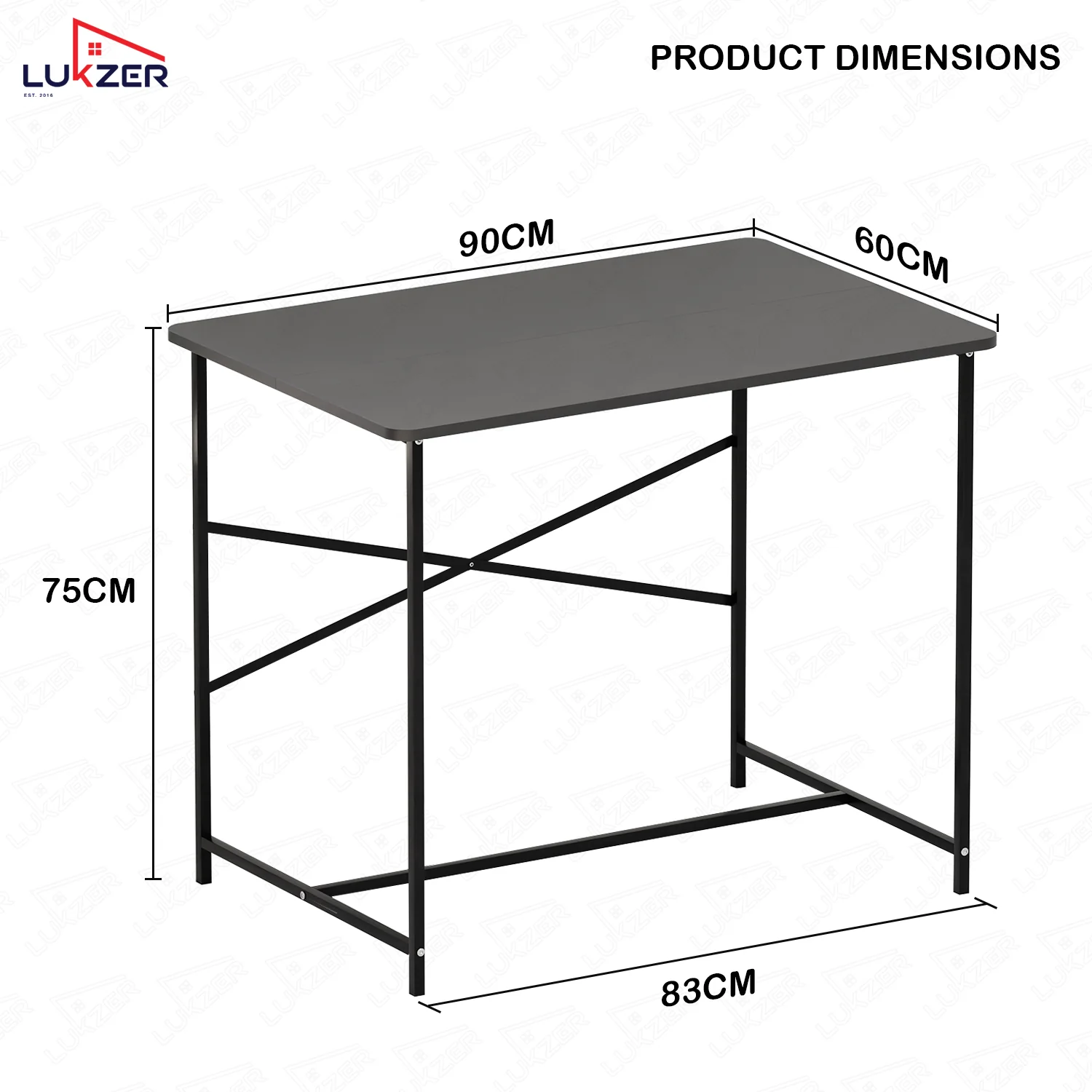 Lukzer X-Support Metal Frame & Engineered Wood Study Table for Home & Office (MST-008) Black &  Black - Image 7