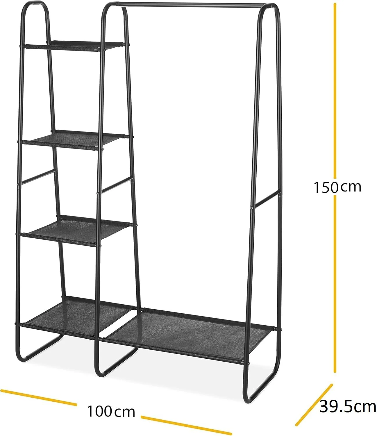 Metal Clothes Rack - Multi-Purpose Portable Garment Organizer Stand 5+1 Layer Rail with Storage Rack (A-Style/150x100x39.5cm) - Image 8