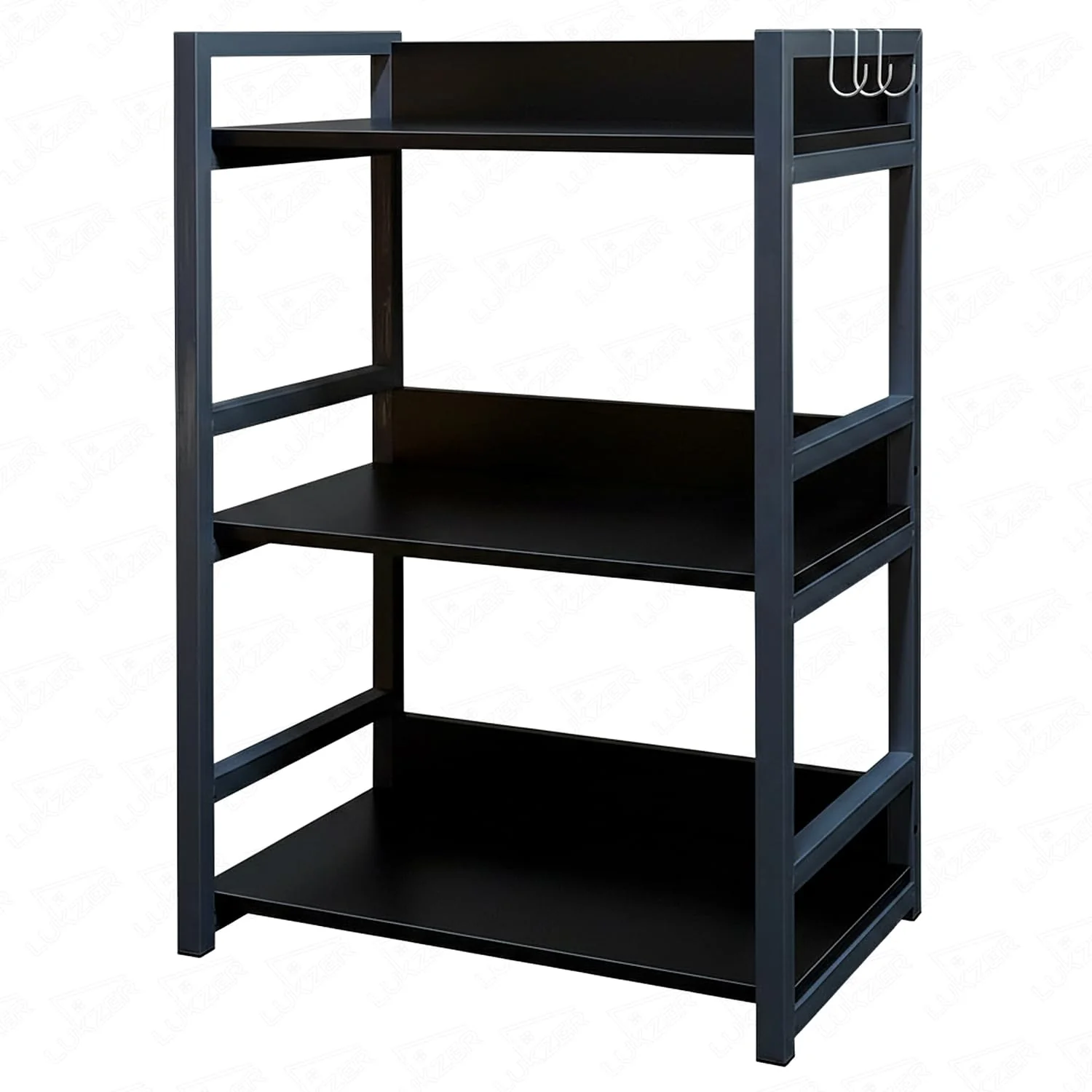 Lukzer 3-Tier Multipurpose Metal & Wood Kitchen Storage Rack (MKR-003/Black & Black) - Image 4