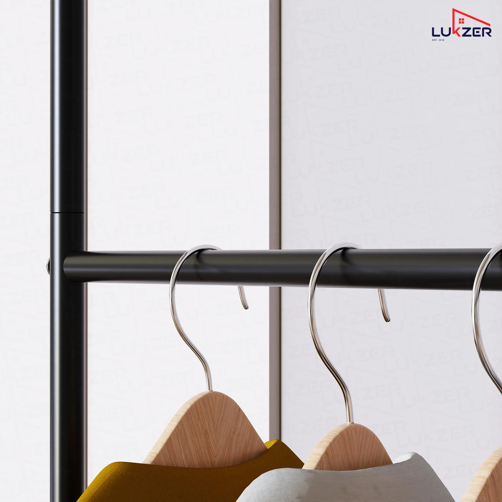 Lukzer Metal Garment Stand with Multi-Level Hanging Bars (MGS-005/Black) - Image 6